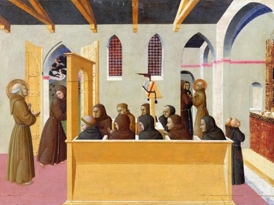 La condenación del alma del avaro de Citerna, panel predela del políptico de San Francesco di Borgo San Sepolcro, 1426-44 de Stefano Sassetta